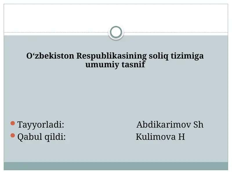 Soliq tushunchasi va uning vazifalari