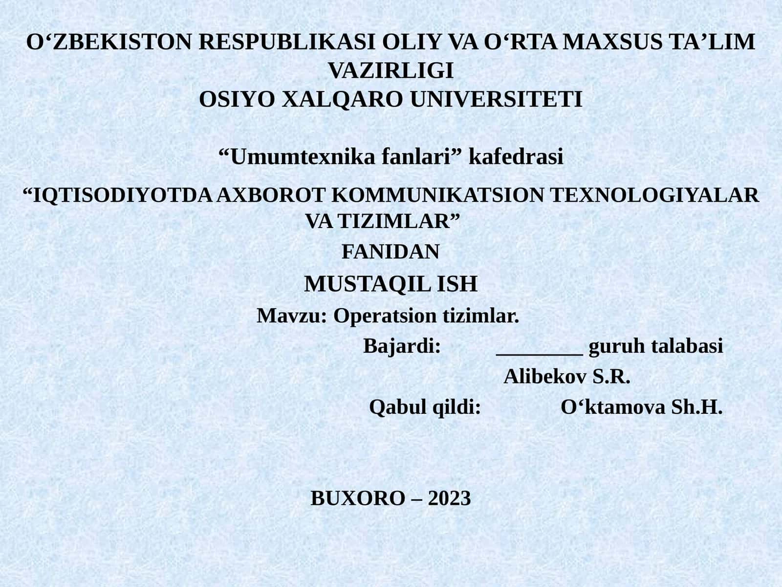 Operatsion tizimlar
