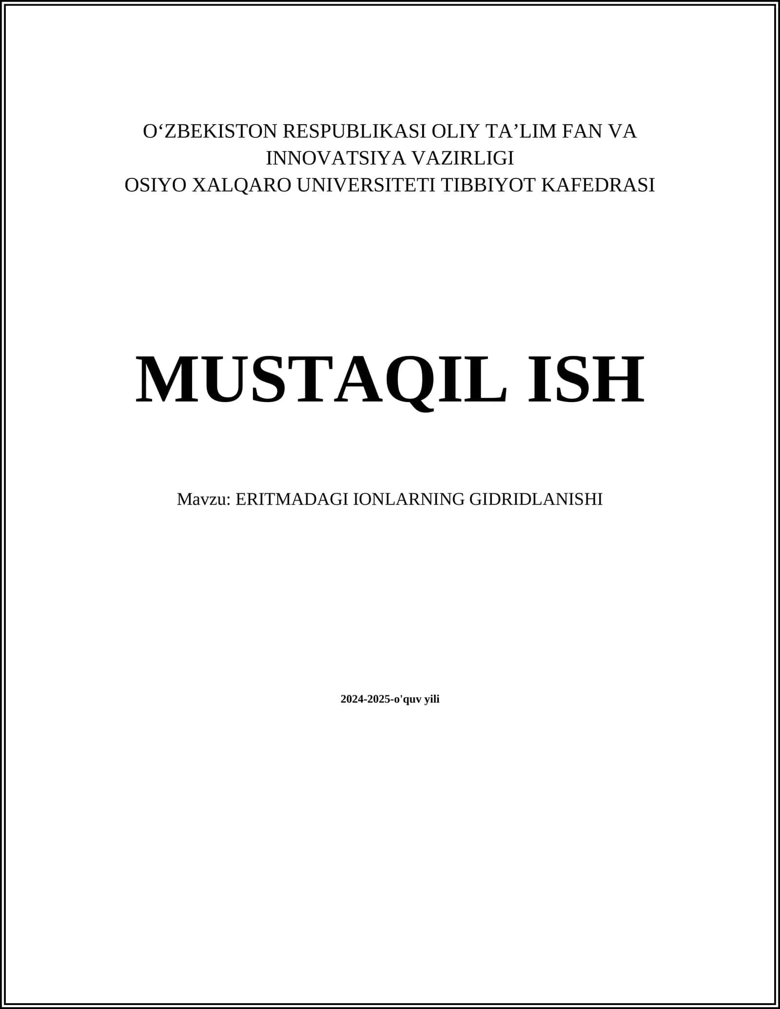 ERITMADAGI IONLARNING GIDRIDLANISHI
