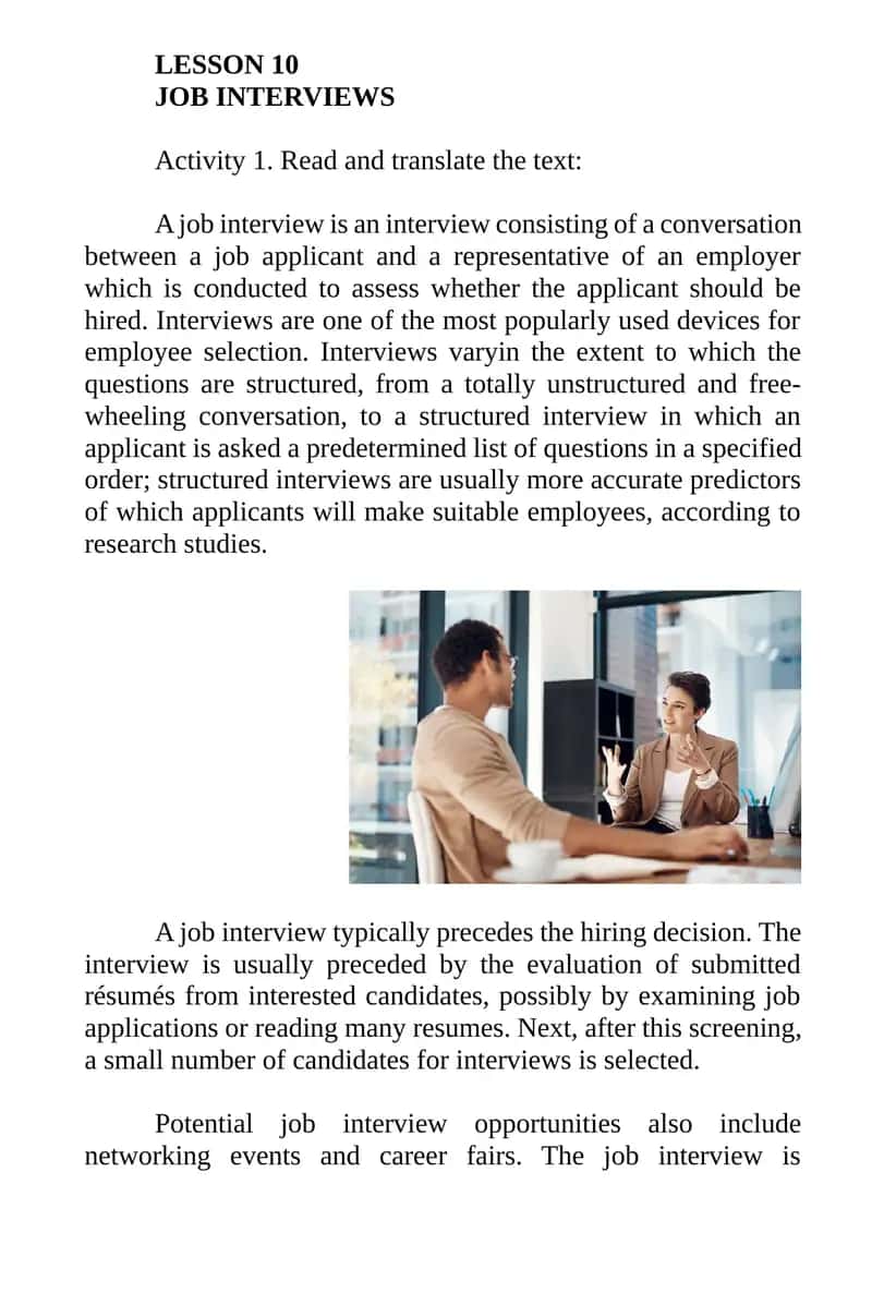 JOB INTERVIEWS