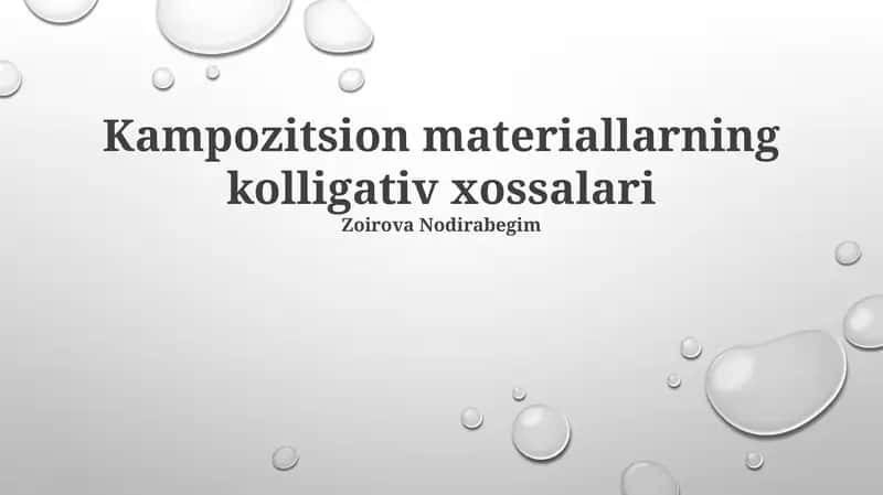 Kampozitsion materiallarning kolligativ xossalari