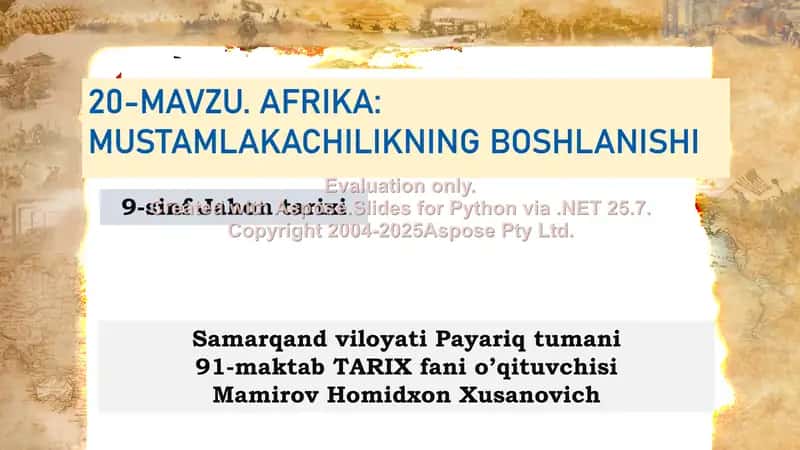 Afrika: Mustamlikachilikning Boshlanishi