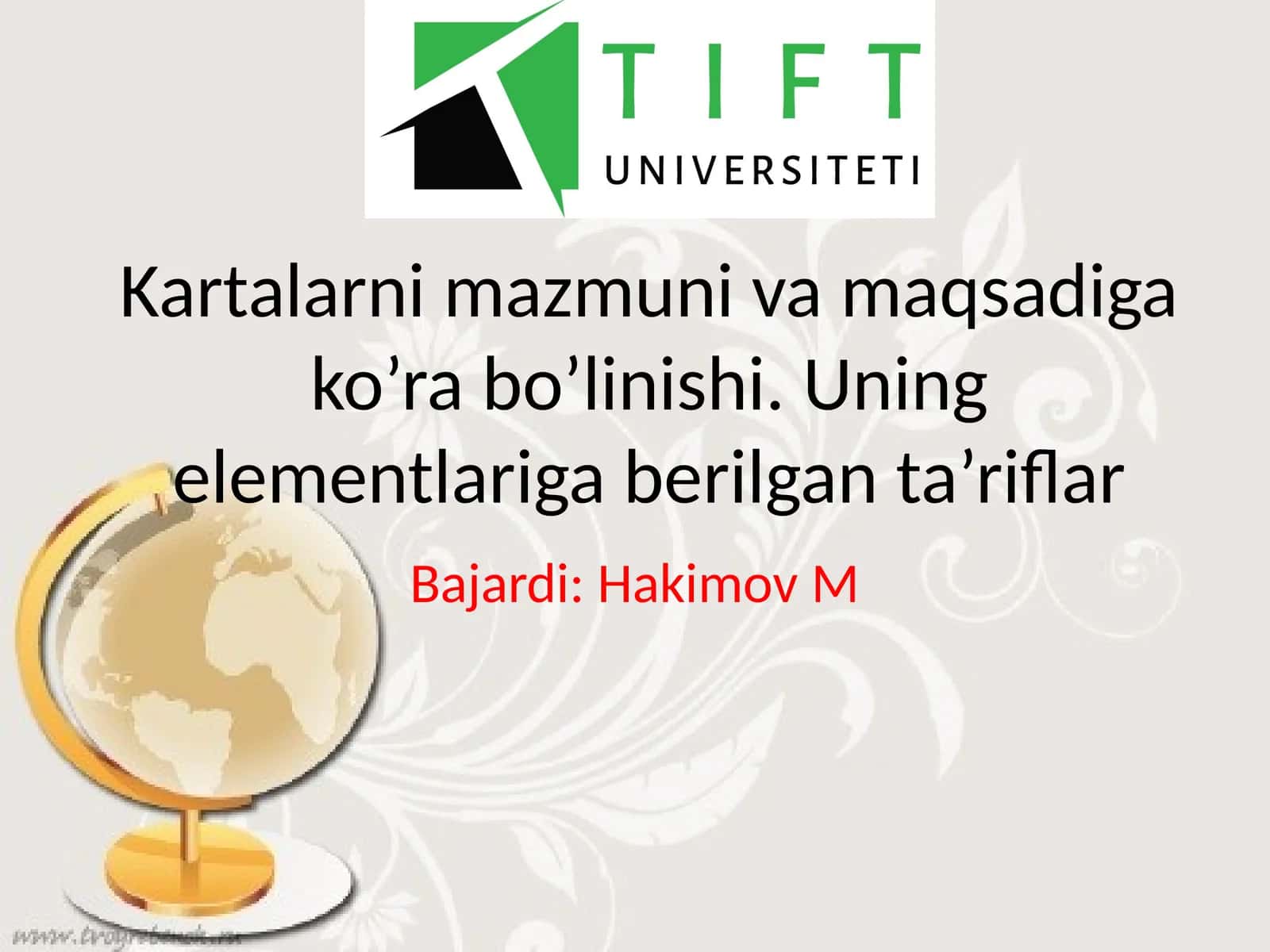 Kartalarni mazmuni va maqsadiga ko’ra bo’linishi
