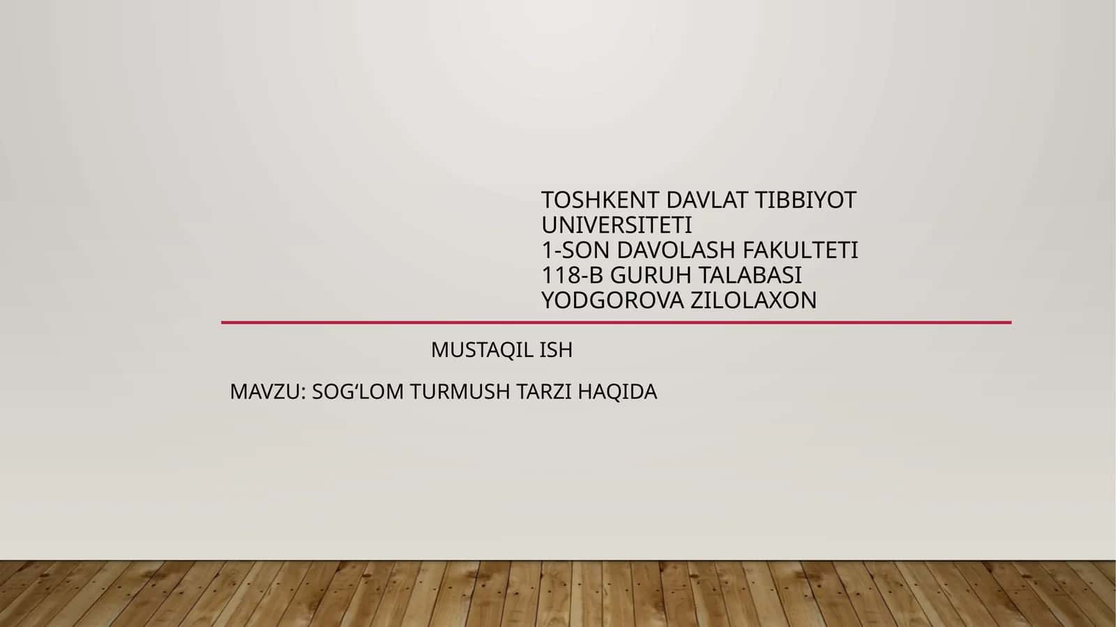 Sog‘lom turmus tarzi haqida