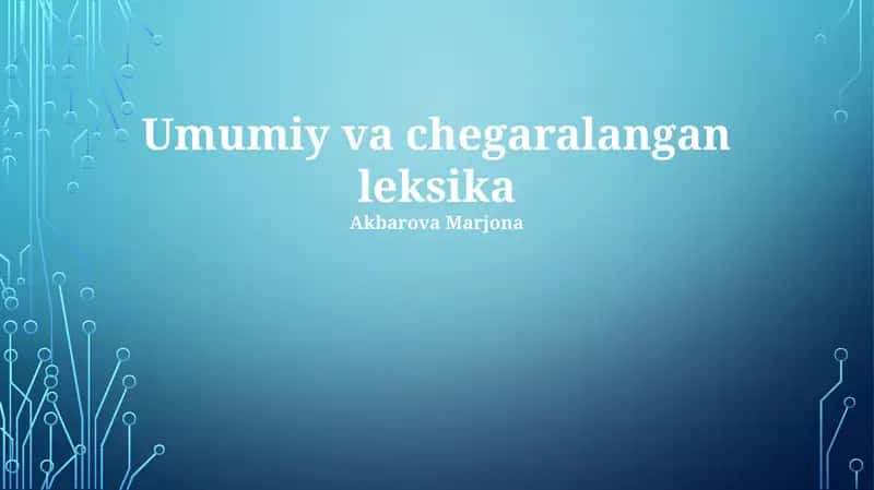 Umumiy va Cheklangan Lug'at