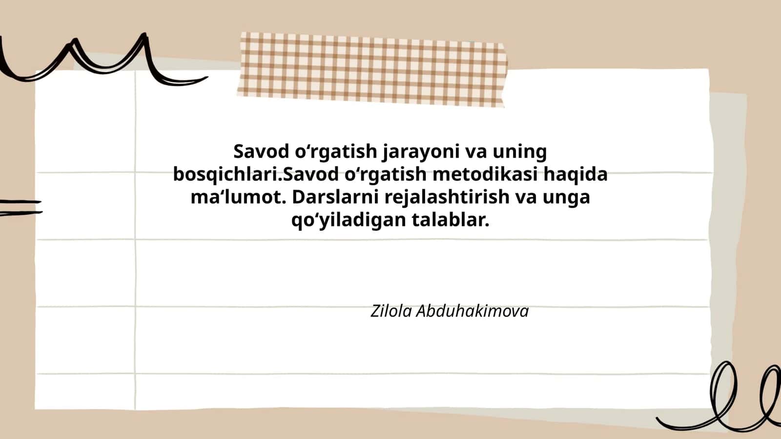 Savod o‘rgatish jarayoni va uning mohiyati