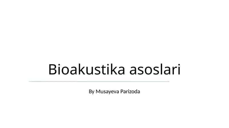 Bioakustika asoslari