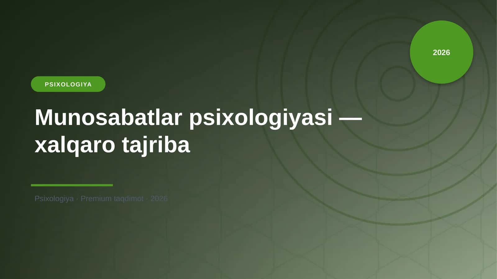 Munosabatlar psixologiyasi — xalqaro tajriba