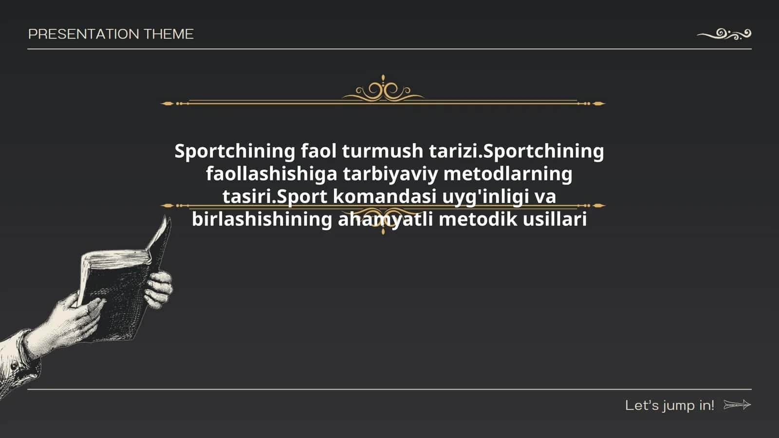 Sportchining faol turmush tarizi