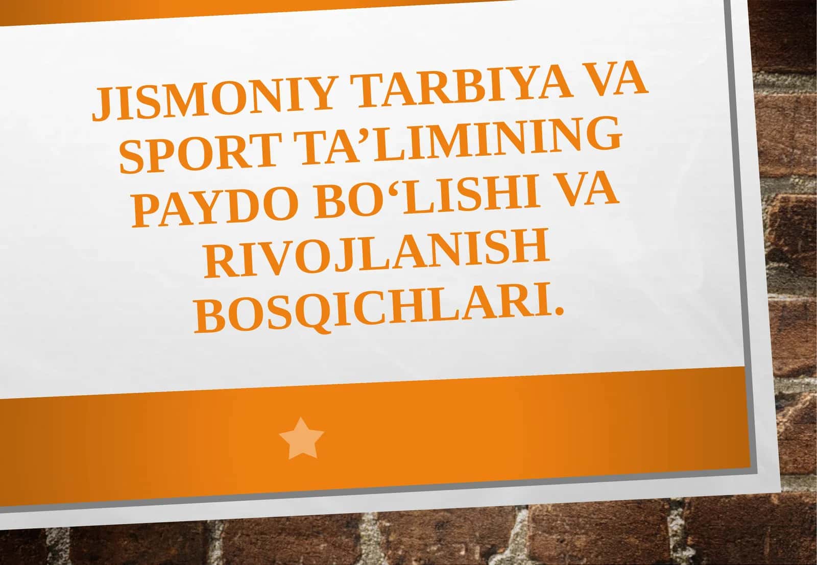 Jismoniy tarbiya va sport ta'limining paydo bo'lishi