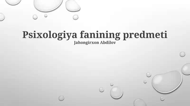 Psixologiya fanining predmeti