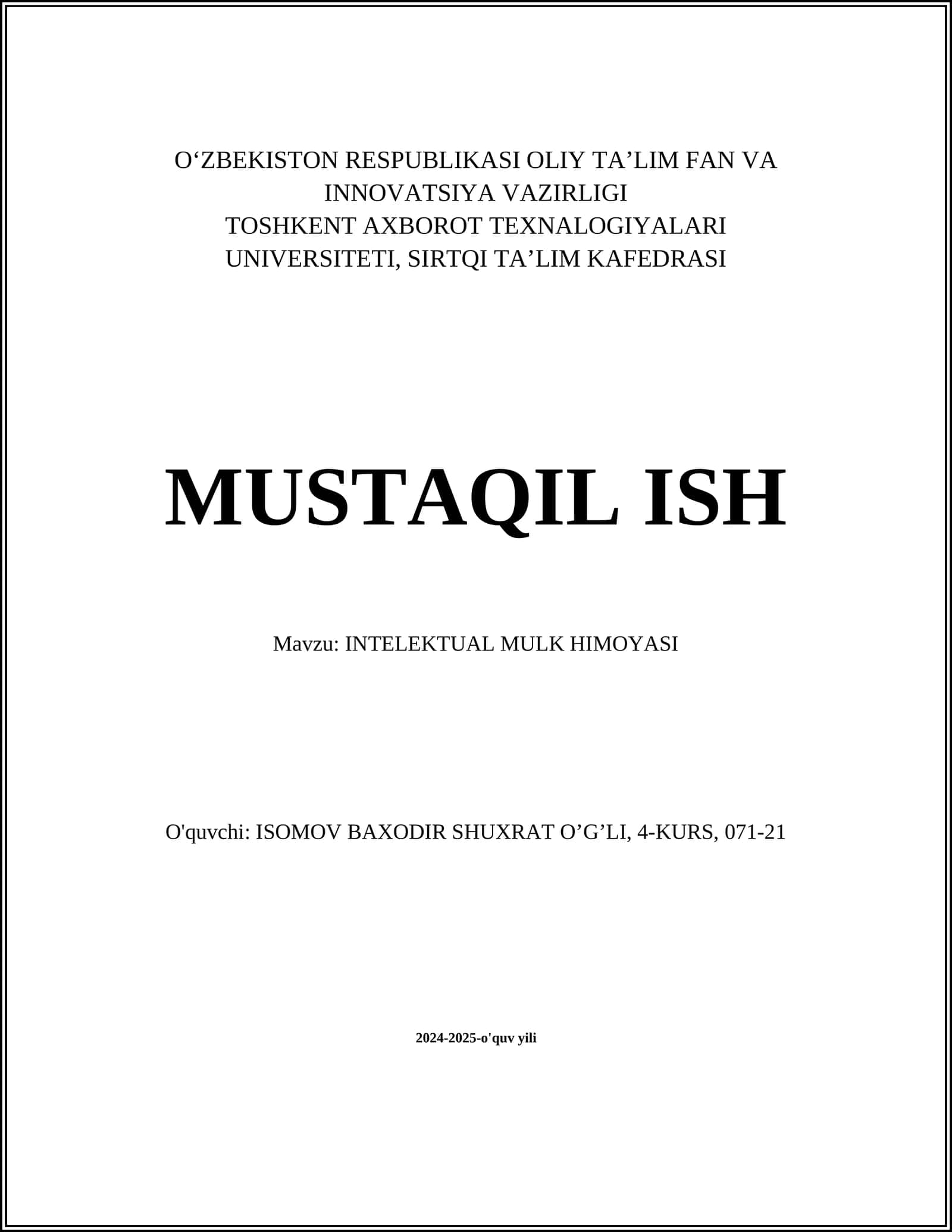 INTELEKTUAL MULK HIMOYASI