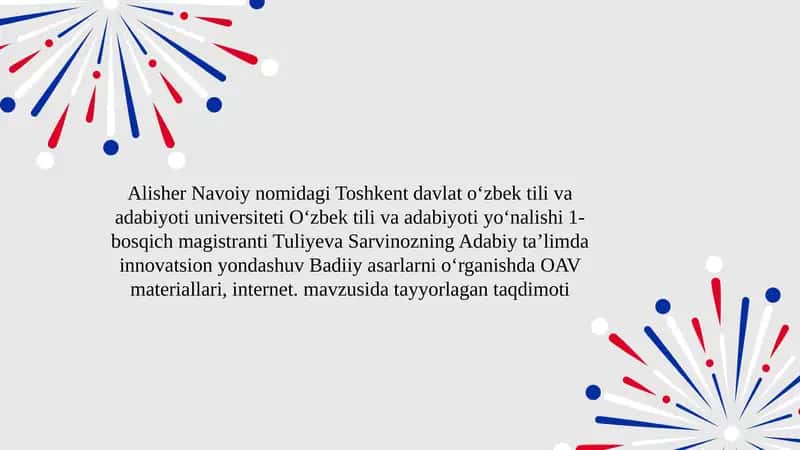 OAV va Internet orqali badiiy asarlarni oʻrganish