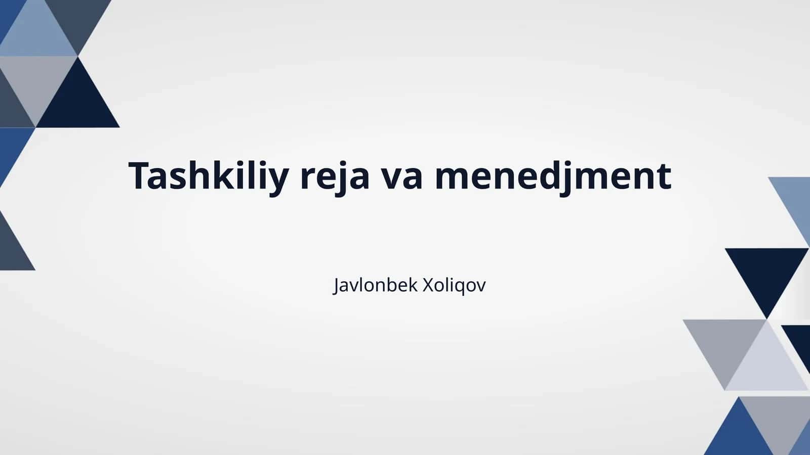 Tashkiliy reja va menedjment