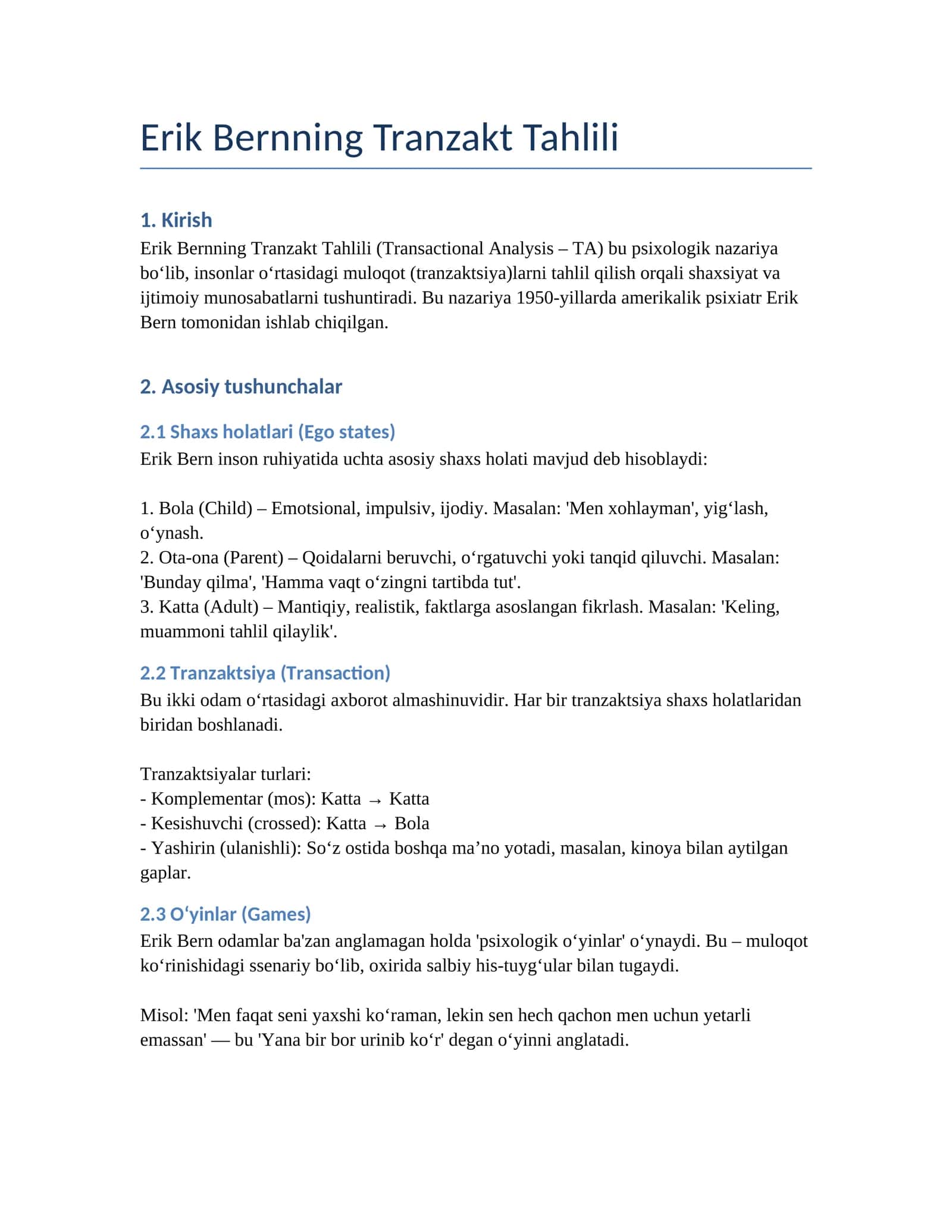 Erik Bernning Tranzakt Tahlili