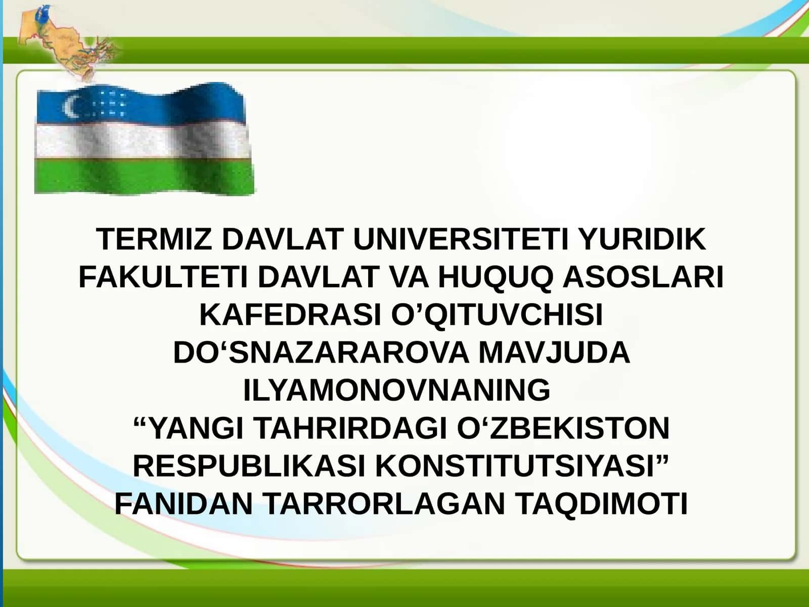 YANGI TAHRIRDAGI O‘ZBEKISTON RESPUBLIKASI KONSTITUTSIYASI