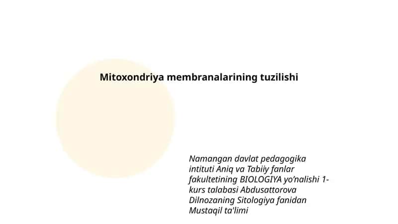 Mitoxondriya membranalarining tuzilishi