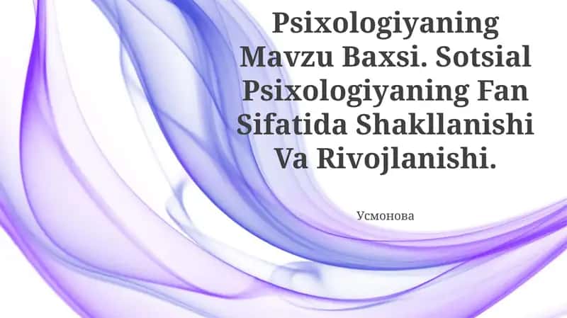 Sotsial Psixologiyaning Mavzu Baxsi