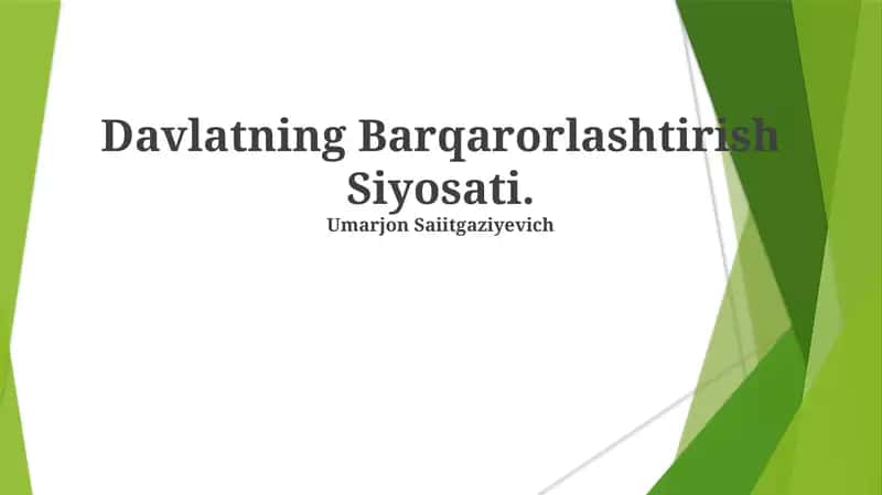 Davlatning Barqarorlashtirish Siyosati