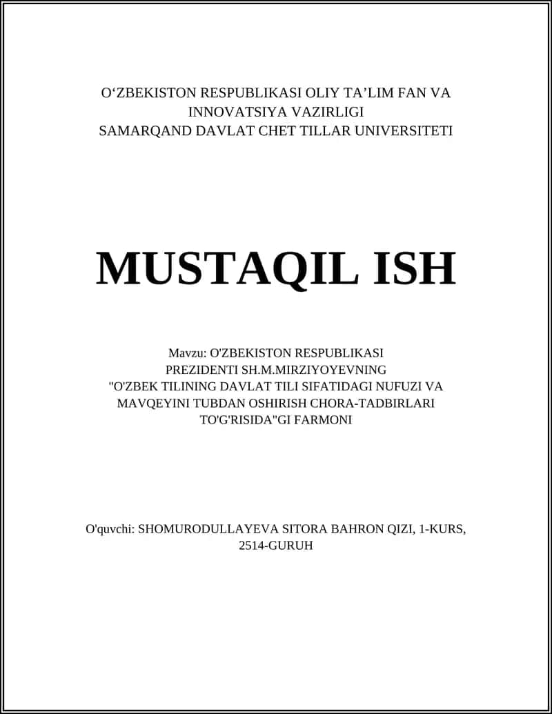 O'zbekiston Respublikasi Prezidenti Farmoni