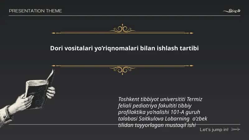 Dori Vositalari Yo'riqnomalari bilan ishlash tartibi