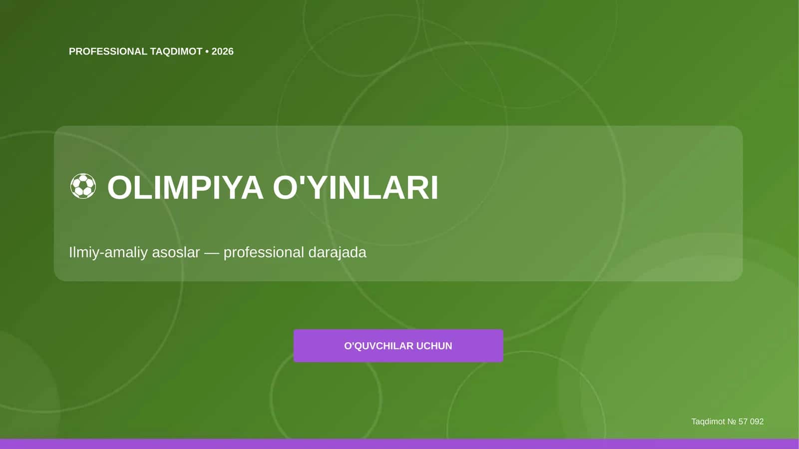 Olimpiya o'yinlari: ilmiy-amaliy asoslar (professional darajada) [o'quvchilar uchun]