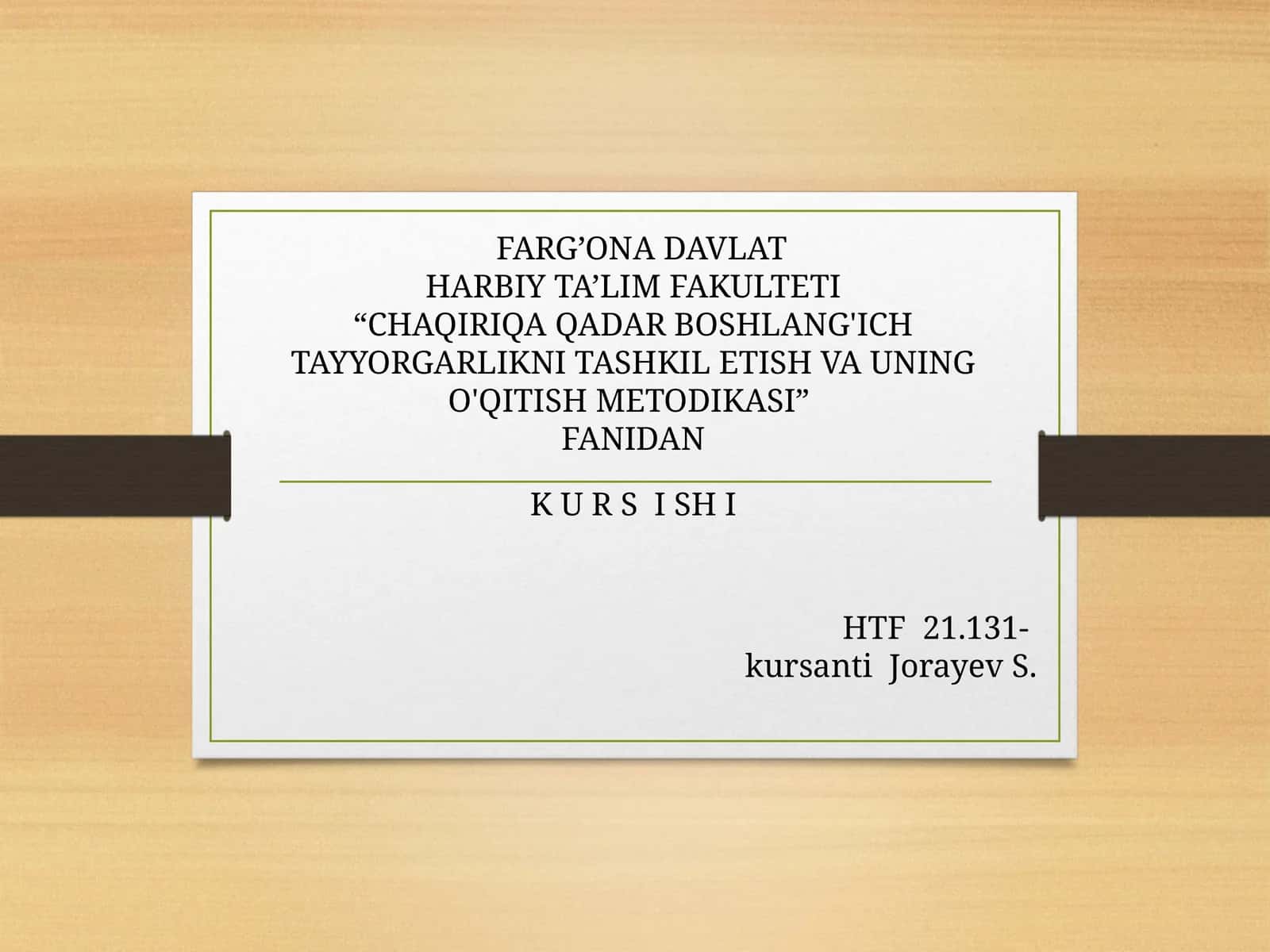 "O’zbekiston Respublikasi Qurolli kuchlarining Harbiy nizomlari"