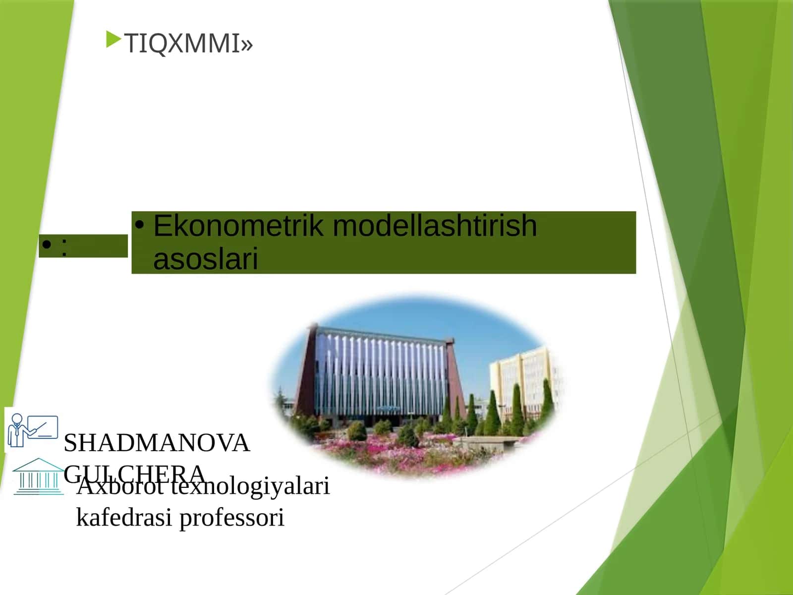 Ekonometrik modellashtirish asoslari