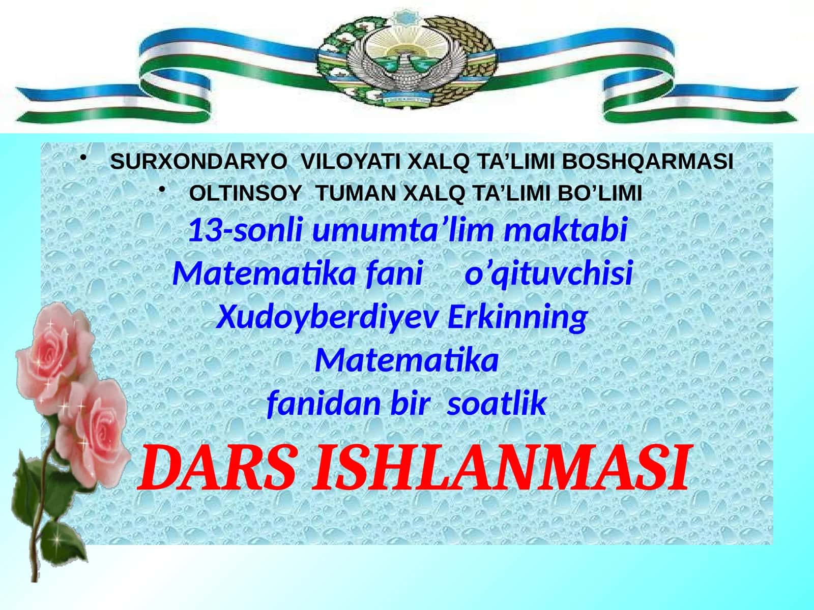 7-8 sinf Geometriya fanidan Uchburchak va uning turlari mavzusida dars ishlanma