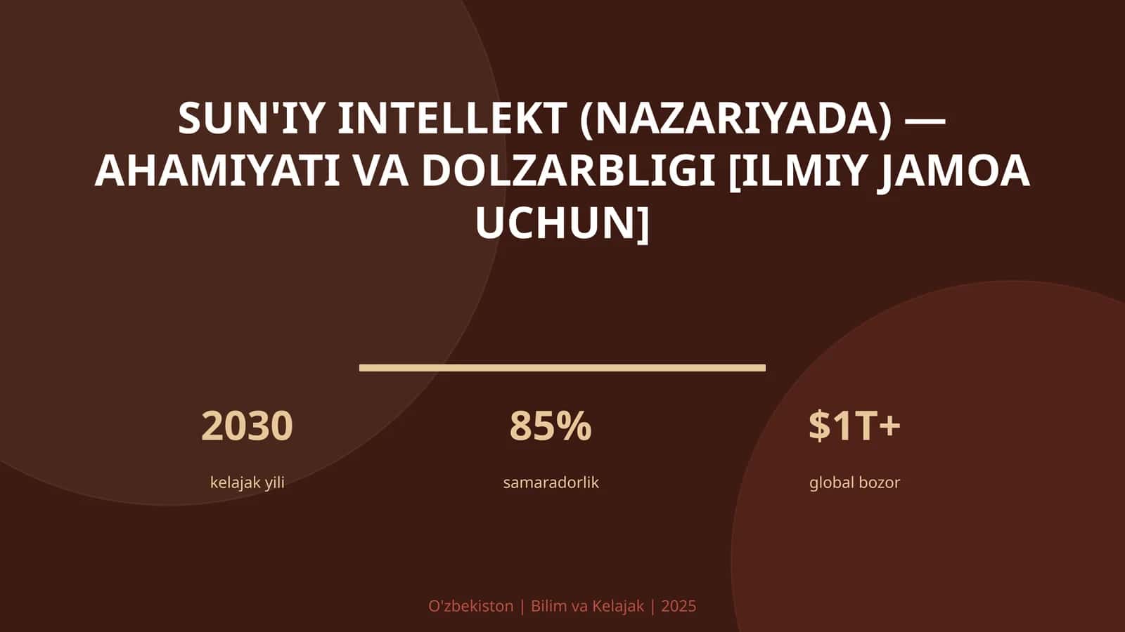 Sun'iy intellekt (nazariyada) — ahamiyati va dolzarbligi [ilmiy jamoa uchun]