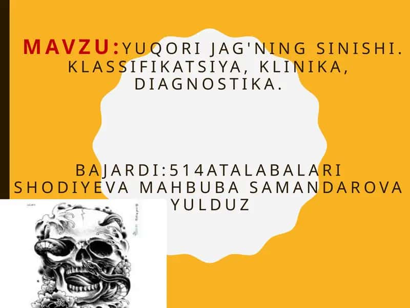 Yuqorijag'ning sinishi, klassifikatsiya, klinika, diagnostika