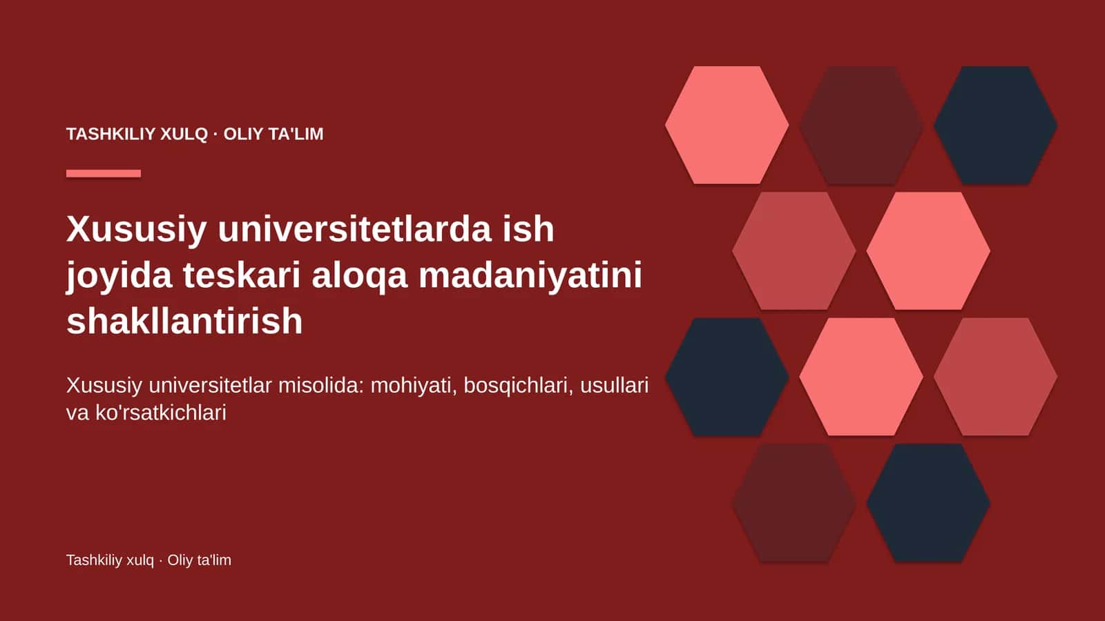 Xususiy universitetlarda ish joyida teskari aloqa madaniyatini shakllantirish