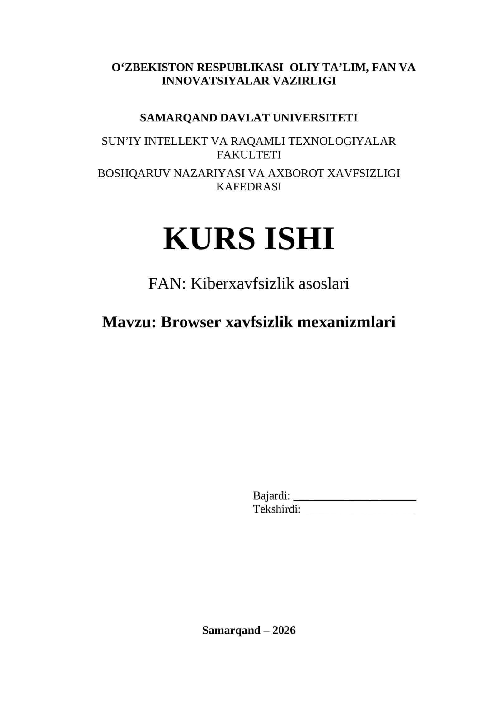 Browser xavfsizlik mexanizmlari