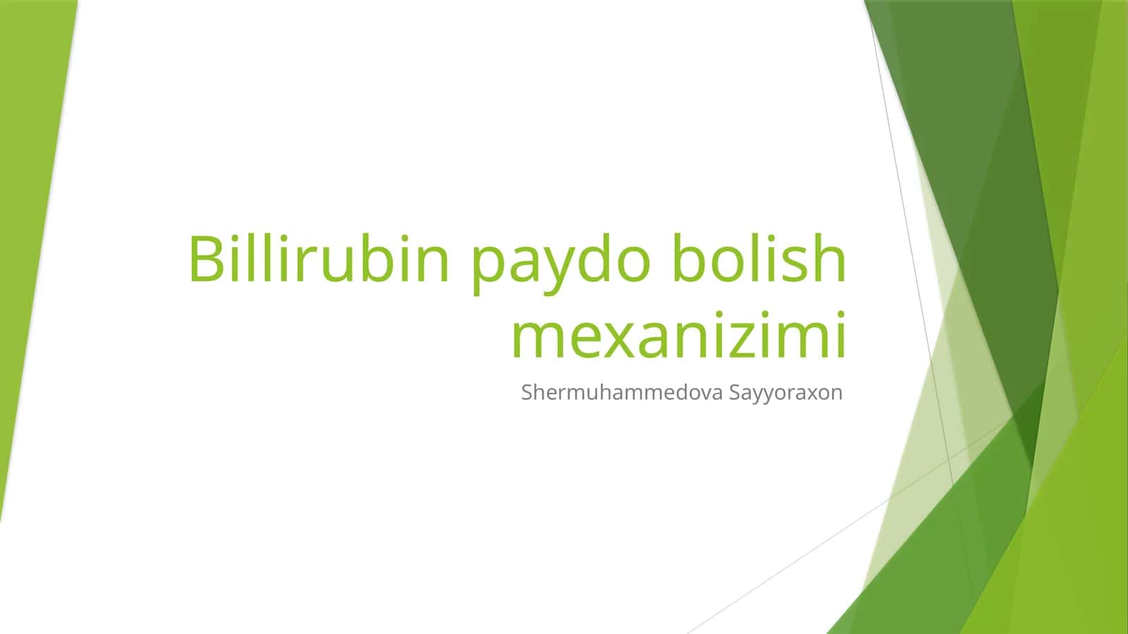 Billirubin paydo bo'lish mexanizmi