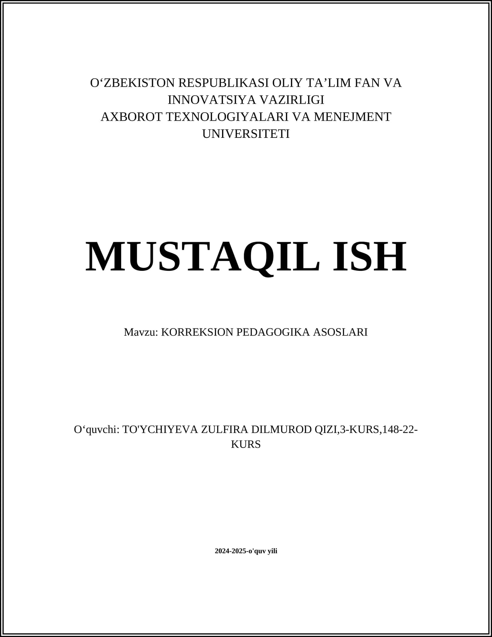 KORREKSION PEDAGOGIKA ASOSLARI