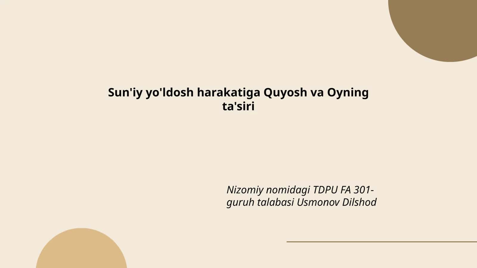 Sun'iy yo'ldosh harakatiga Quyosh va Oyning ta'siri