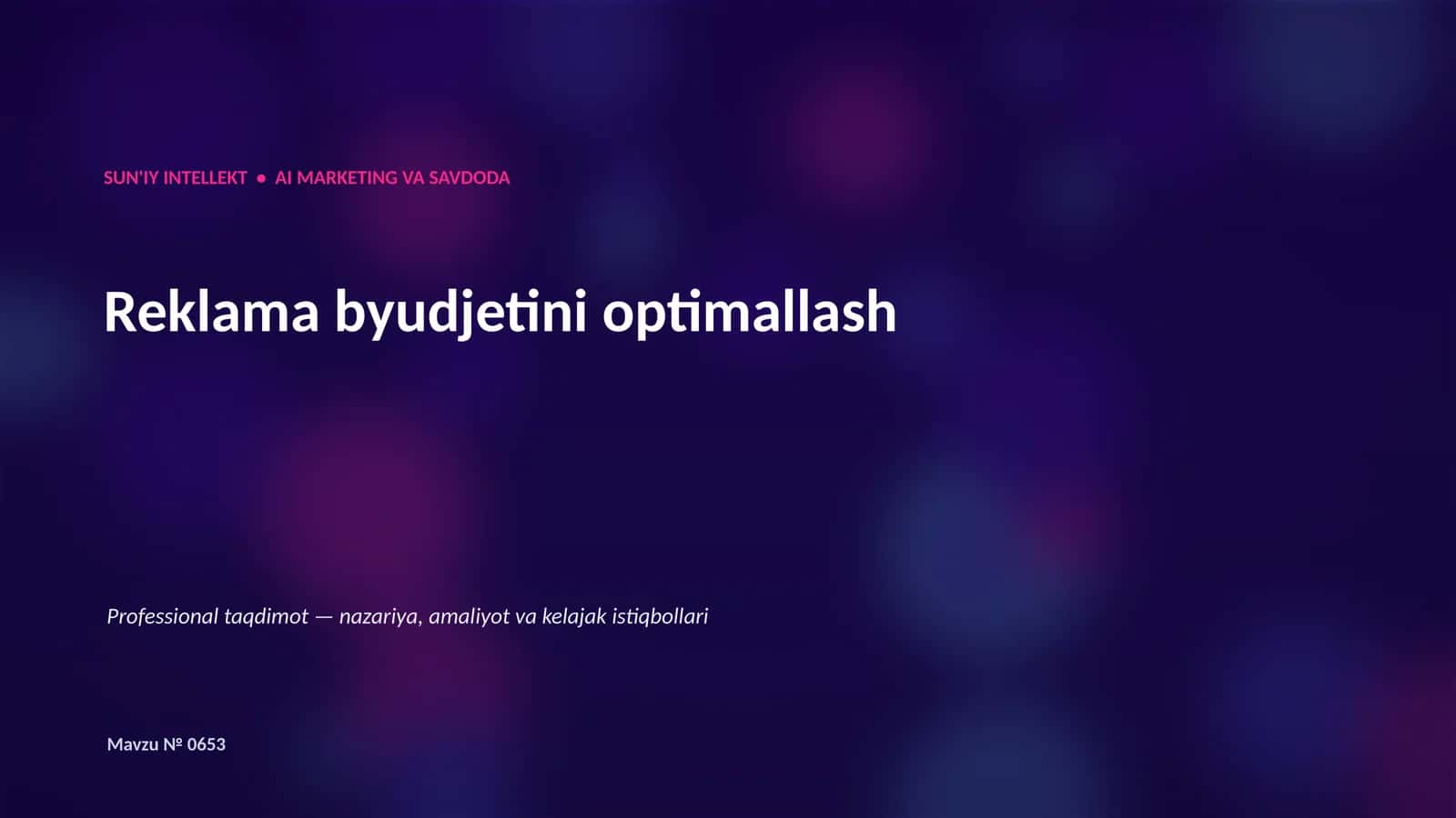 SUN'IY INTELLEKT • AI MARKETING VA SAVDODA
