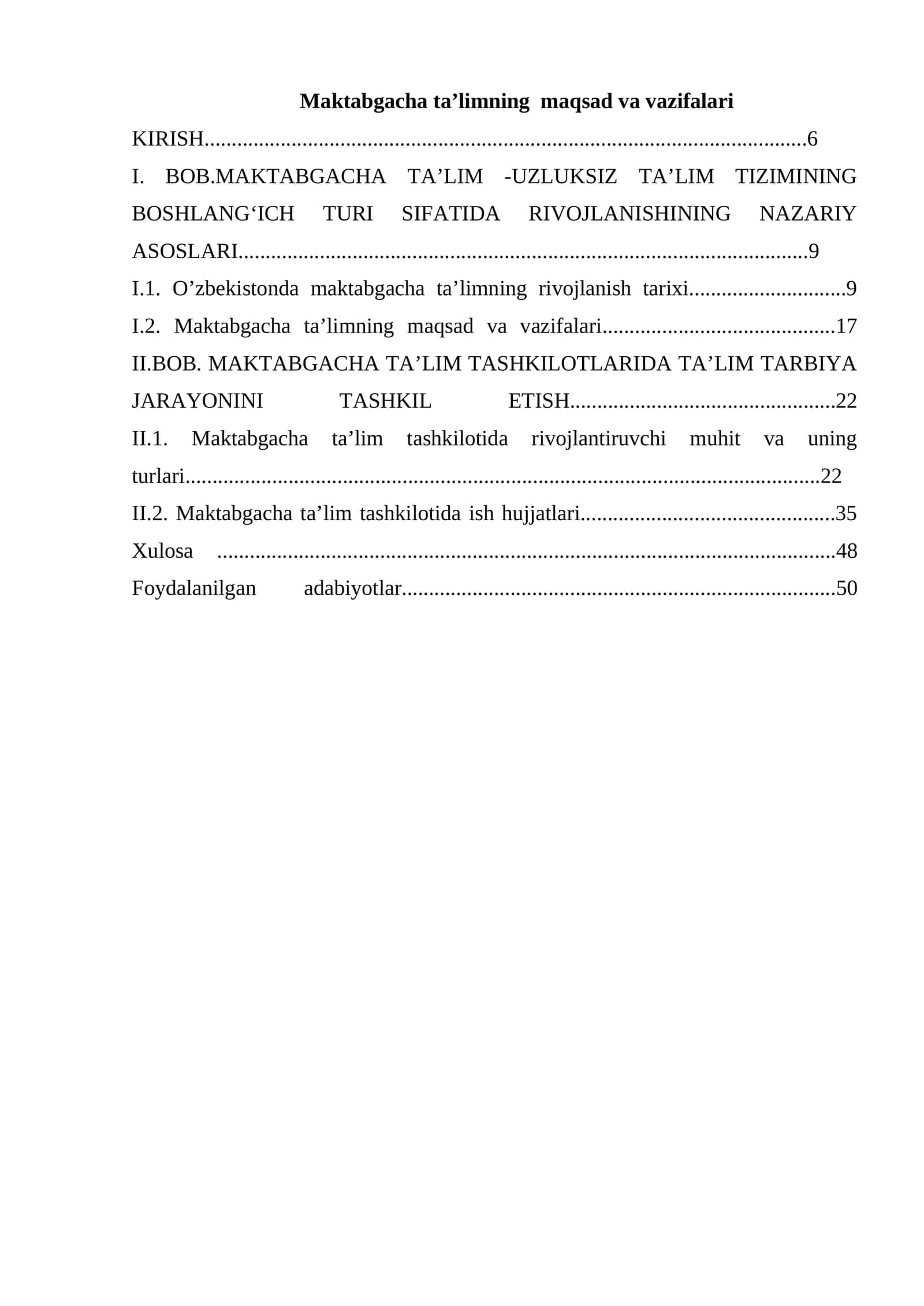 Maktabgacha taʼlimning maqsad va vazifalari