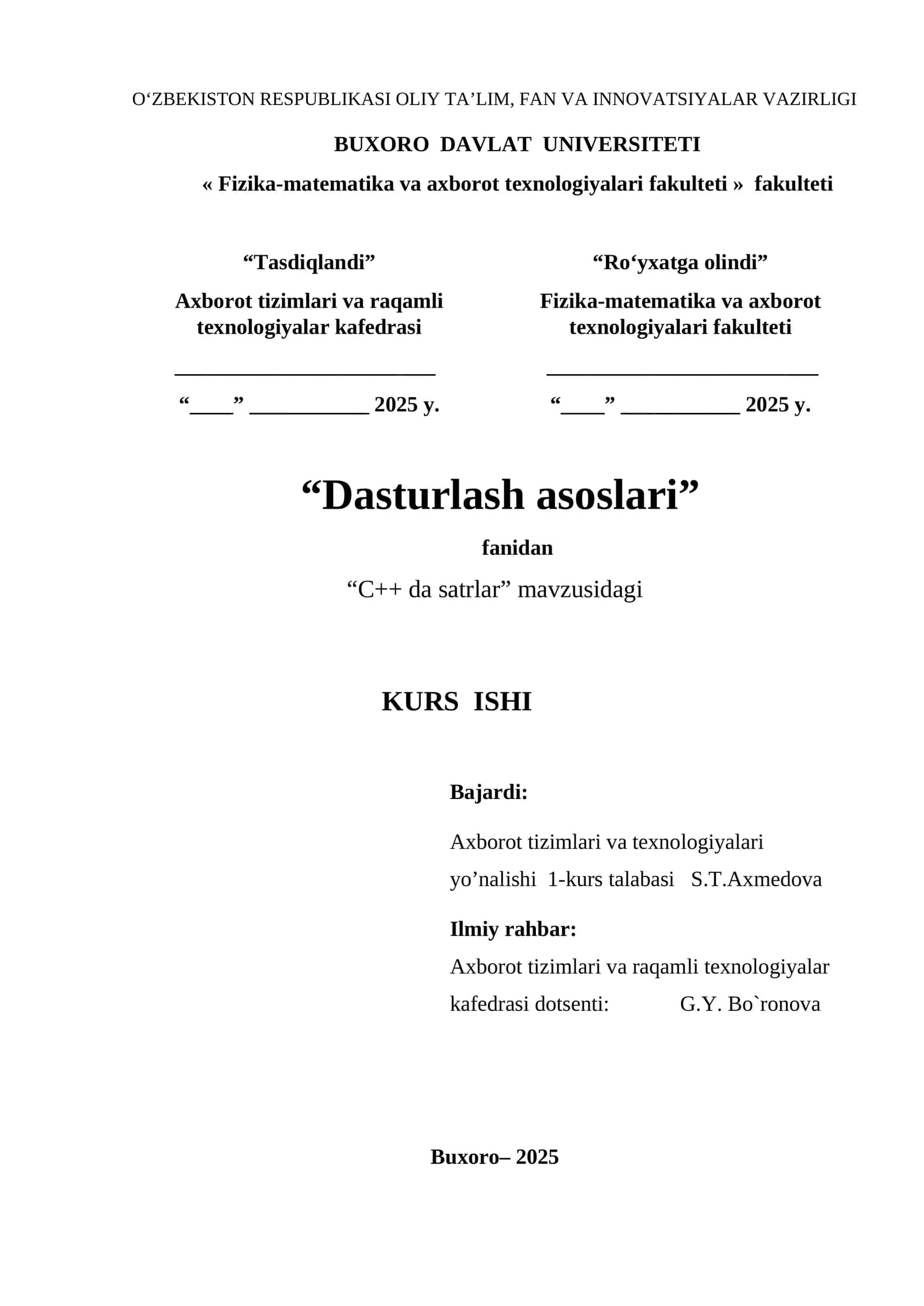 C++ da satrlar