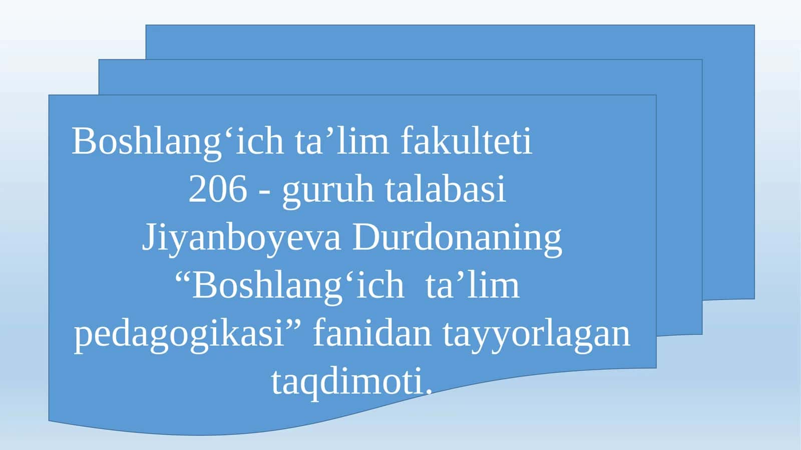 Boshlangʻichtaʼlim fakulteti 206-guruh talabasi