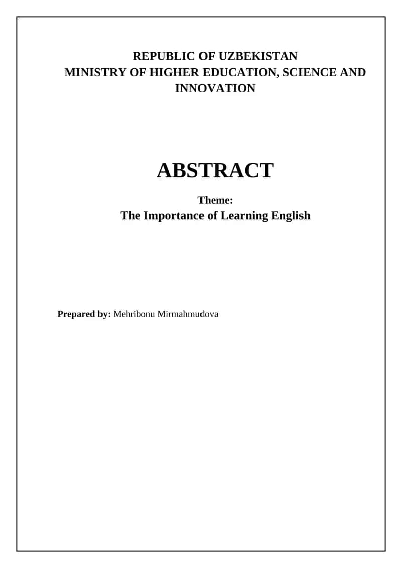 The Importance of Learning English