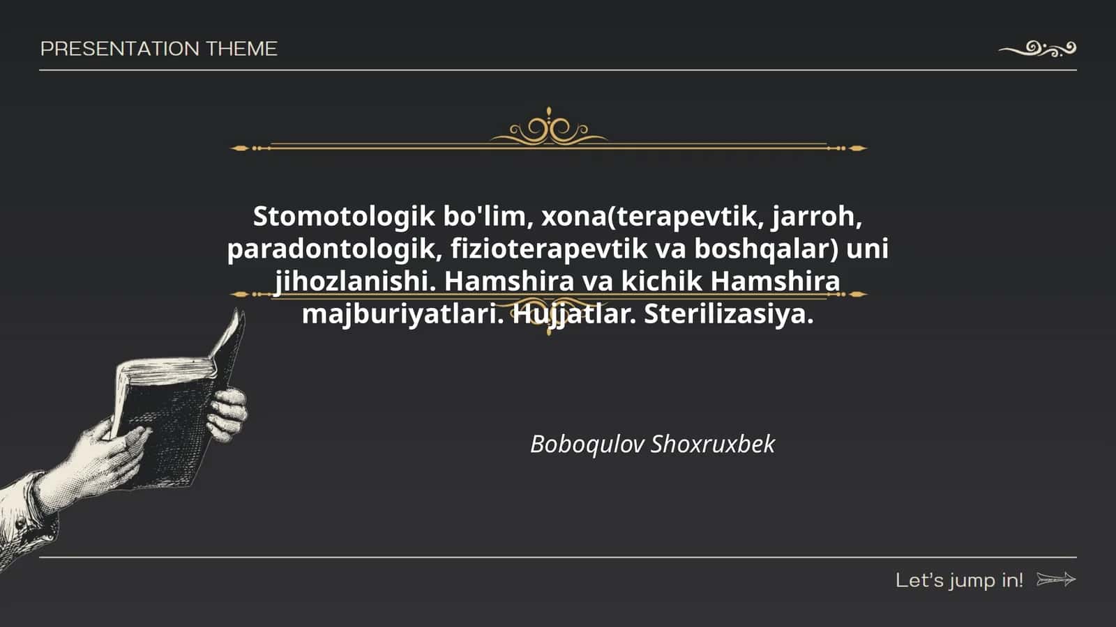 Stomotologik bo'lim, xona uni jihozlanishi