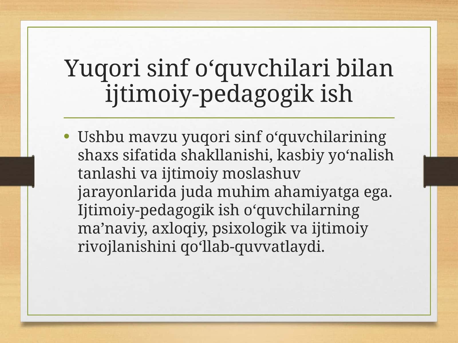Yuqori sinf o‘quvchilari bilan ijtimoiy-pedagogik ish