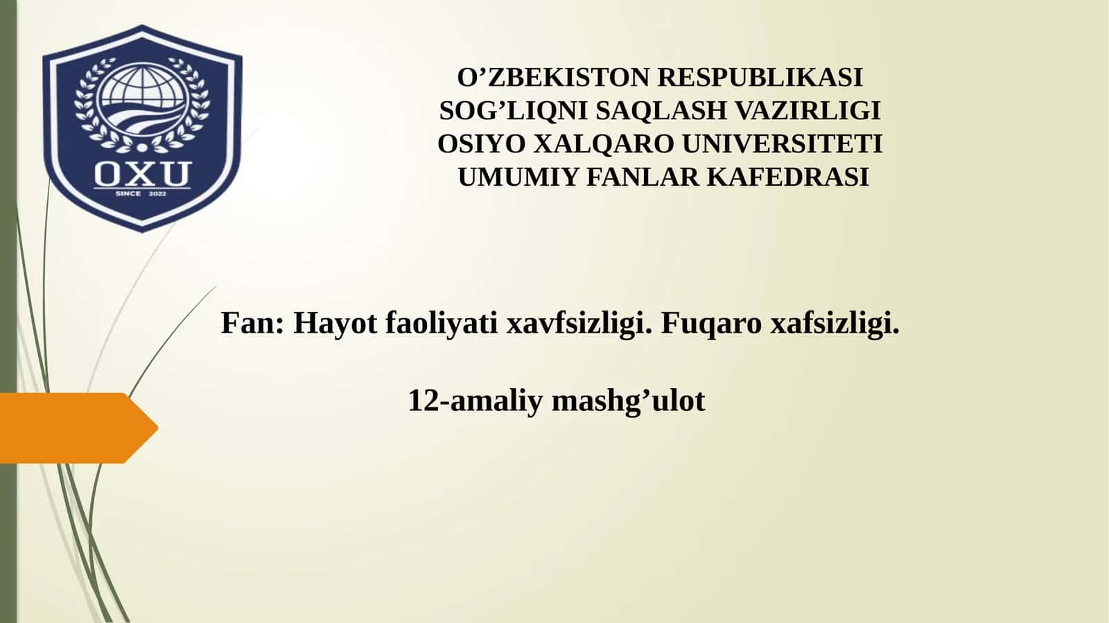 BAKTERIOLOGIK (BIOLOGIK) VOSITALAR BILAN ZARARLANGAN O‘CHOQDA EPIDEMIYAGA QARSHI CHORA-TADBIRLAR