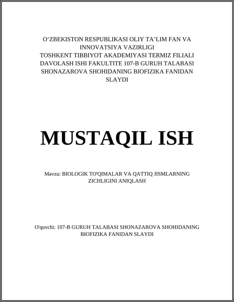 BIOFIZIKA FANIDAN SLAYDI