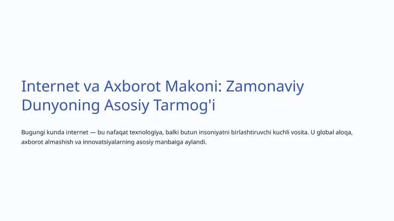 Internet va Axborot Makoni
