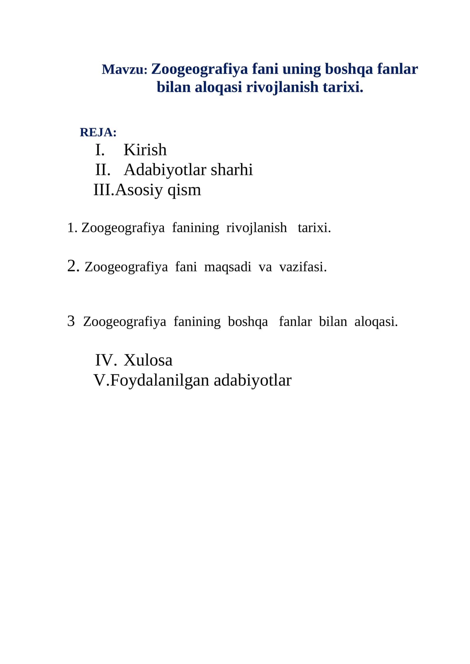 Zoogeografiya fani uning boshqa fanlar bilan aloqasi rivojlanish tarixi