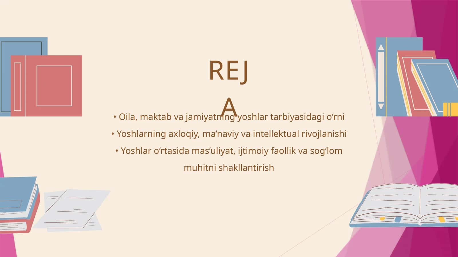 oshlarning axloqiy, ma'naviy va intellektual rivojlanishi oila muhitida shakllanadi