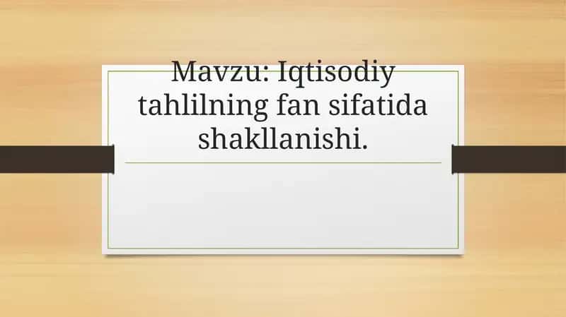 Iqtisodiytahlilning fansifati