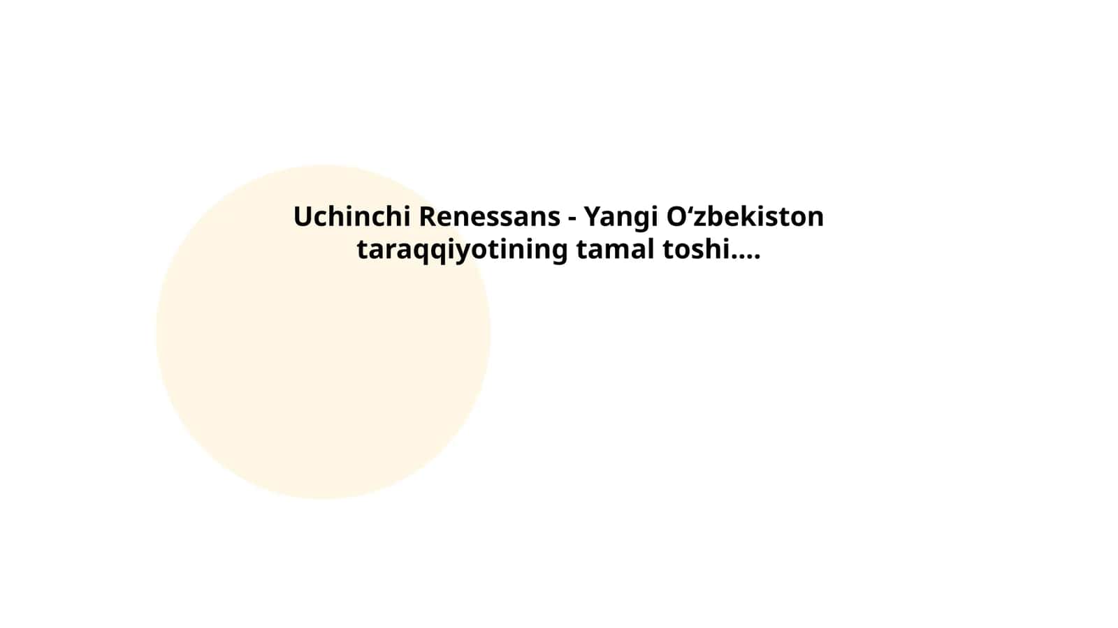 Uchinchi Renessans - Yangi Oʻzbekiston taraqqiyotining tamal toshi